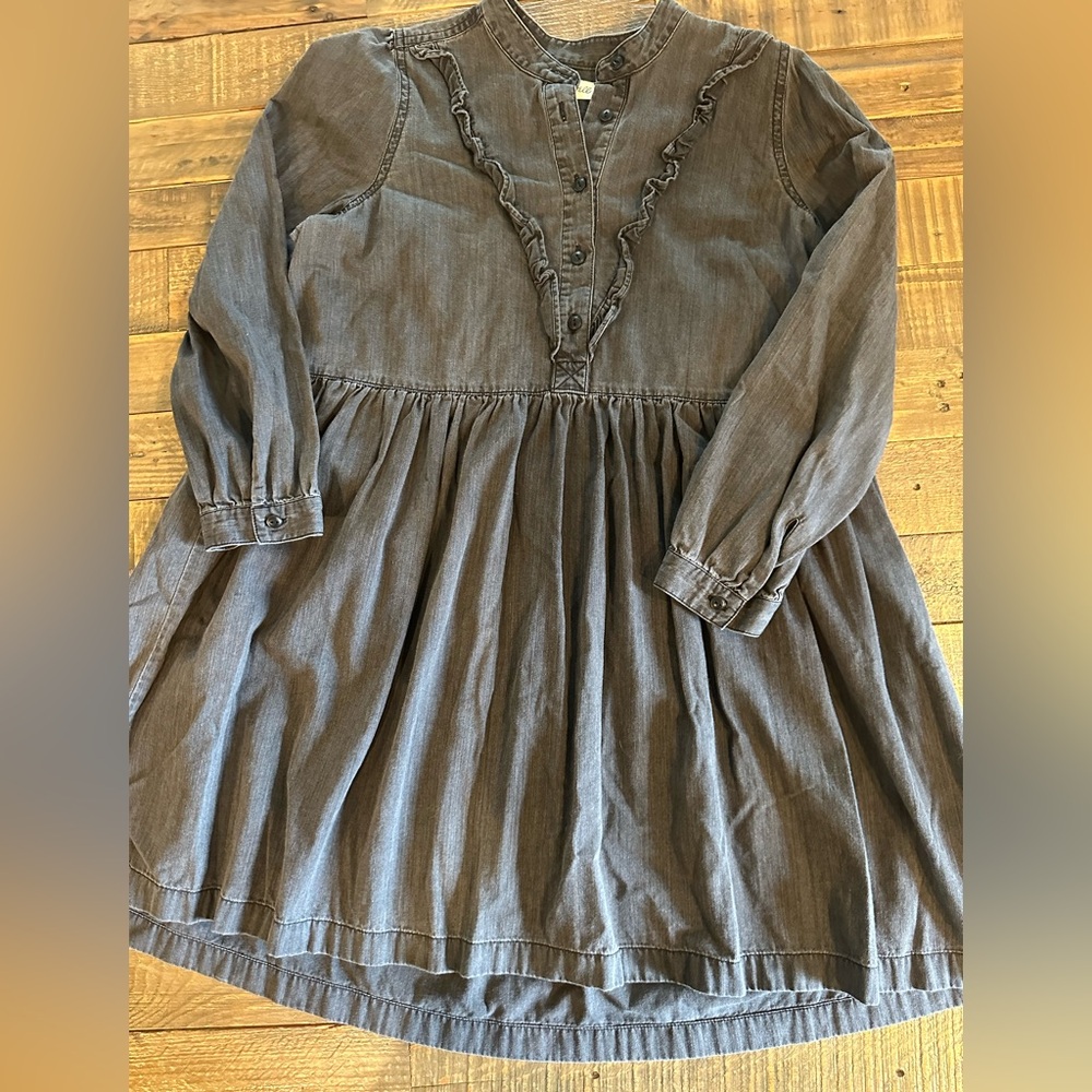 Madewell Charcoal Ruffle Yoke Babydoll Dress Size Small - Picture 3 of 8